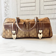 Load image into Gallery viewer, Gucci GG Monogram Lurex Heart Lock Boston Bag

