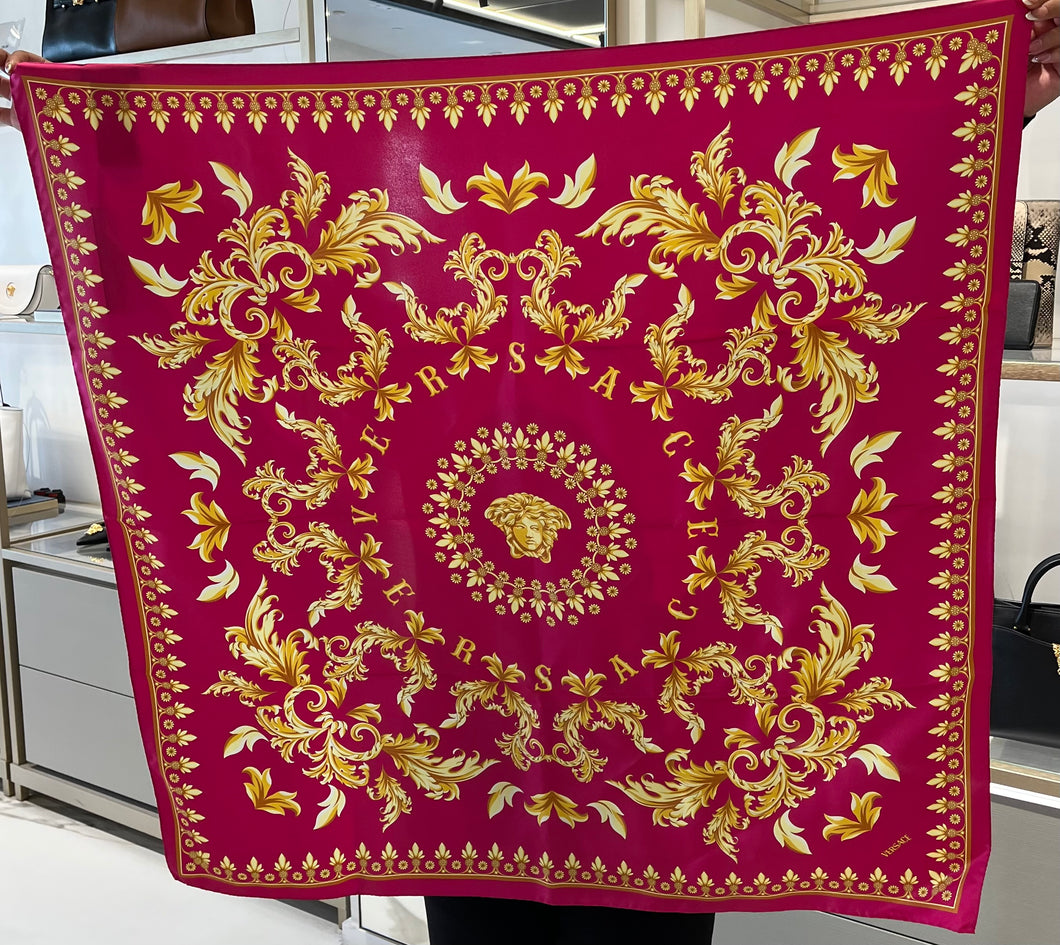 BRAND NEW VERSACE Silk Scarf Fucshia