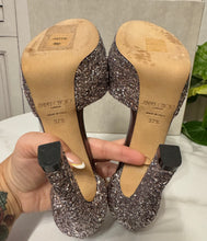 Load image into Gallery viewer, Jimmy Choo Pattie Platform Glitter Heel Size 7.5 Light Lilac
