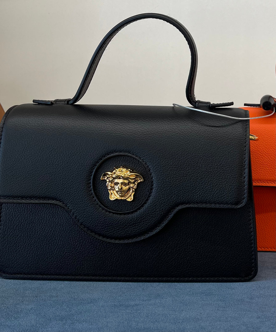 BRAND NEW VERSACE Medusa Flap Top Handle Black Medium