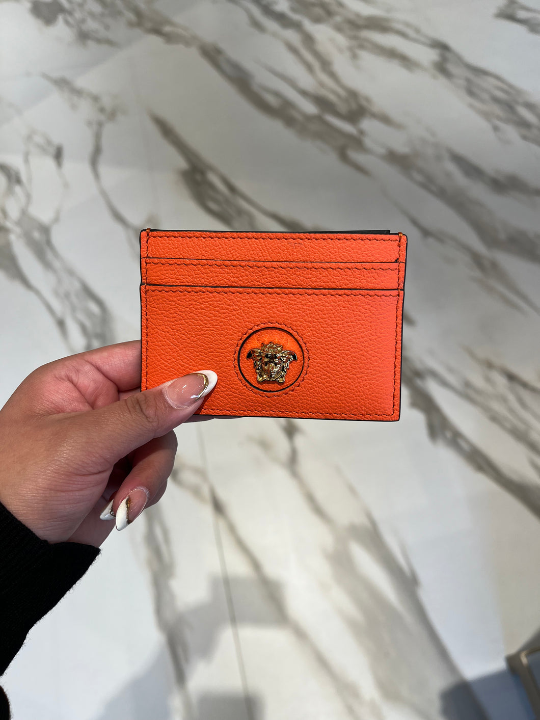 BRAND NEW VERSACE Medusa Card Case Orange