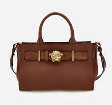 Load image into Gallery viewer, BRAND NEW VERSACE La Medusa Small Tote Brown Grainy Calf Leather-Suede
