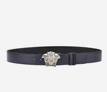 Load image into Gallery viewer, BRAND NEW VERSACE Medusa Reversible Unisex Belt Silver Navy Black
