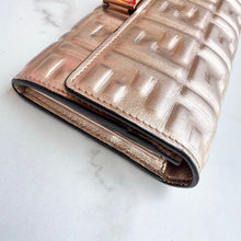 Load image into Gallery viewer, Fendi Metallic Rose Gold FF Embossed Calfskin Wallet
