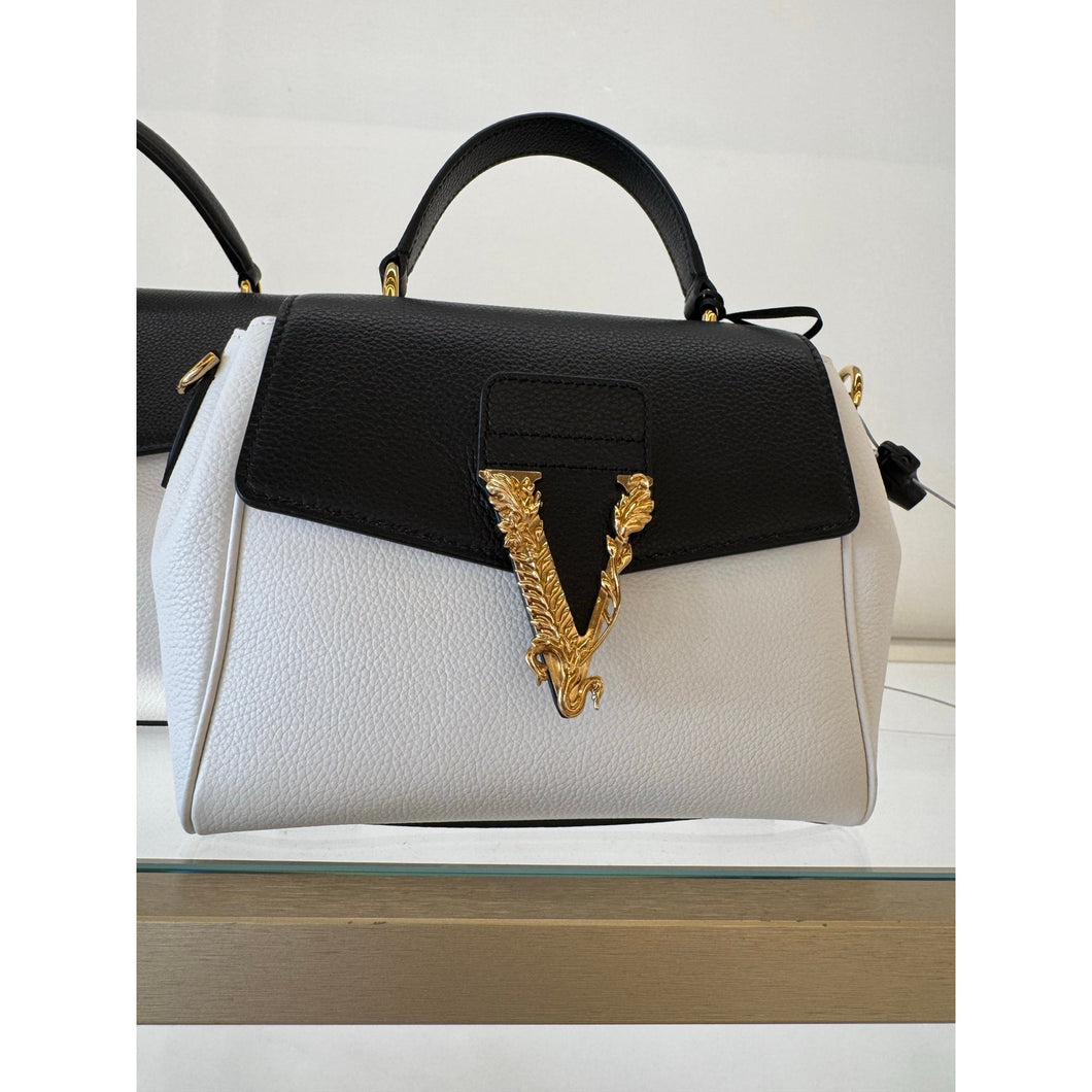 BRAND NEW VERSACE Virtus Cruella Black and White Top Handle Crossbody