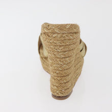 Load image into Gallery viewer, Christian Louboutin Gold Ribbon Espadrille Wedge Sandals Size 39 (Fit Like US 8)
