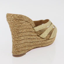 Load image into Gallery viewer, Christian Louboutin Gold Ribbon Espadrille Wedge Sandals Size 39 (Fit Like US 8)
