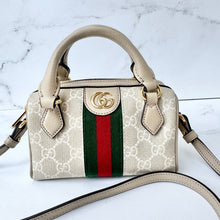 Load image into Gallery viewer, Gucci GG Supreme Canvas Super Mini Ophidia Boston Bag Mystic White
