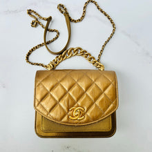 Load image into Gallery viewer, CHANEL Calfskin Caviar Quilted Mini Chain Handle Flap Gold
