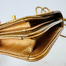 Load image into Gallery viewer, CHANEL Calfskin Caviar Quilted Mini Chain Handle Flap Gold
