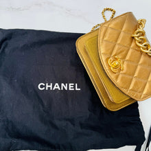 Load image into Gallery viewer, CHANEL Calfskin Caviar Quilted Mini Chain Handle Flap Gold
