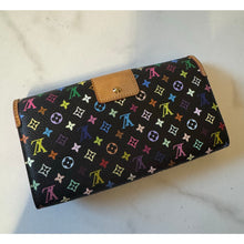 Load image into Gallery viewer, Louis Vuitton X Takashi Murakami Monogram Multicolor Noir Sarah Noeud Wallet
