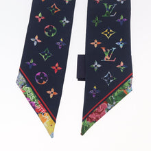 Load image into Gallery viewer, Louis Vuitton Silk Garden Monogram BB Bandeau Twilly Scarf Navy
