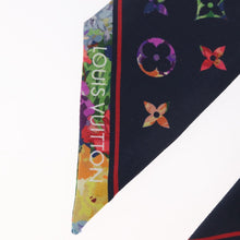 Load image into Gallery viewer, Louis Vuitton Silk Garden Monogram BB Bandeau Twilly Scarf Navy
