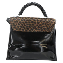 Load image into Gallery viewer, Loewe Velazquez Patent leather Leopard Top Handle Bag
