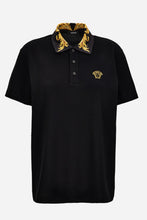 Load image into Gallery viewer, BRAND NEW VERSACE Polo Black Printleafy Collar-Medusa Embroidery
