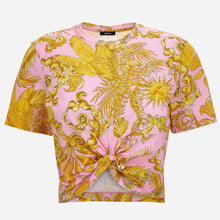 Load image into Gallery viewer, BRAND NEW VERSACE Palm Print Crop Safety Pin T-shirt
