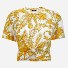 Load image into Gallery viewer, BRAND NEW VERSACE Palm Print Crop Safety Pin T-shirt
